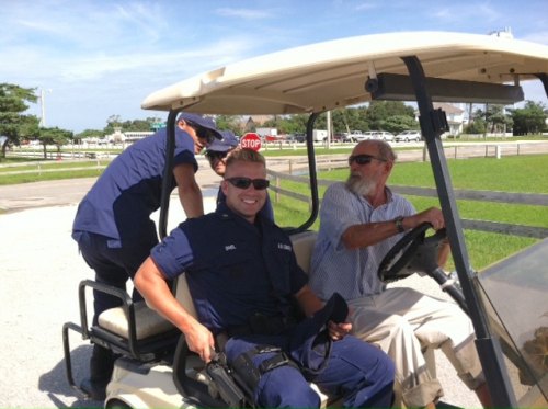 Capt. Rob Temple helped transport the USCG crew to the Ocracoke Oyster Company for lunch